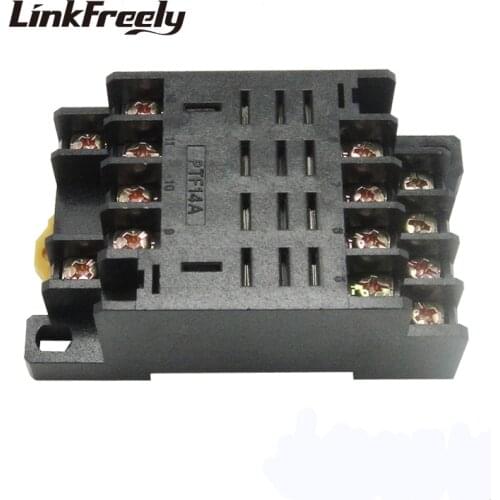 PTF14A Din rail Relay Socket Base 4NO+4NC 14Pin Relay Mounting Base Relay Socket Holder For LY4NJ HH64P miniature relay