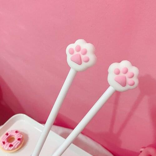 36pcs Lovely Girl Soft Hearted Cat Paw Pen Pink Cat Paw Neutral Writing Pen Students Writing
