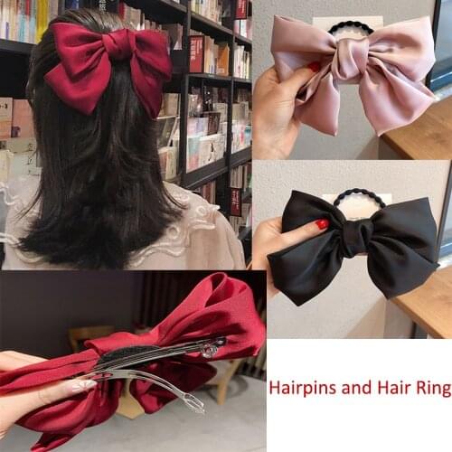 Chiffon Bowknot Elastic Hair Bands For Women Girls Solid Color Scrunchies Headband Hair Ties Ponytail Holder Hair Accessories