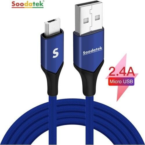 Soodatek Micro USB Cable 2.4A Nylon Fast Charging Mobile Phone Cable for Samsung Xiaomi HTC USB Charger Data Cable Cord
