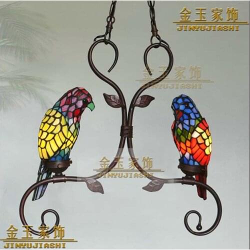Tiffany Creative Yellow Bird Parrot Pendant Light Child Bedroom Lamps for Balcony Outdoor Home Decoration Kids Room Lighting