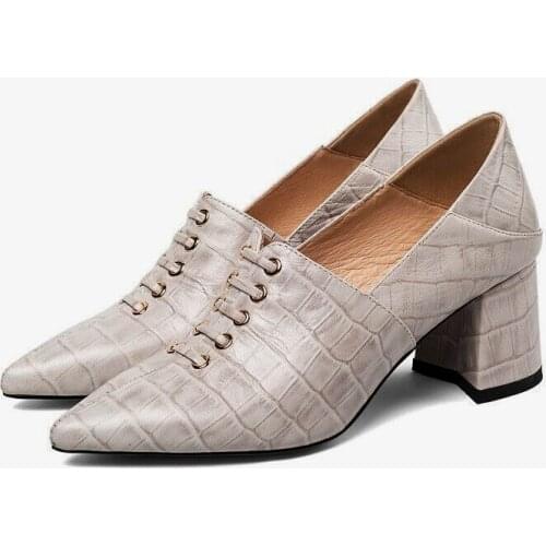 Snake Skin Pumps Square Heel Shoes Women Pointed Toe Slip on Ladies Chunky Heel Dress Shoes Party Work Oxford Style