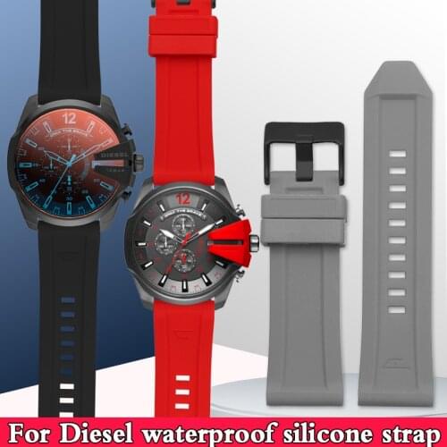 High Quality Silicone Watchband 26mm Band Watch Accessories Strap Rubber Bracelet Belt Waterproof For Diesel DZ4318 4476 4496