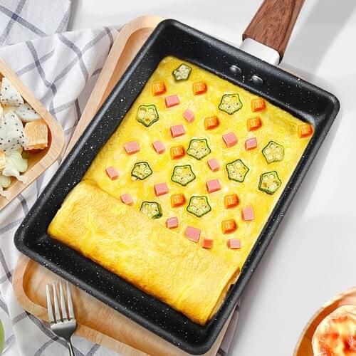 Japanese Frying Pan Tamagoyaki Omelette Black Non-Stick Pan Fry Egg Pan Pancake Kitchen Pot Only Use For Gas Cooker Dropshipping