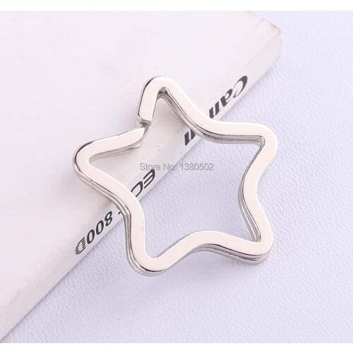10PCS /lot nickel plated color 34mm star shape split ring key ring buckle for backpack accessories