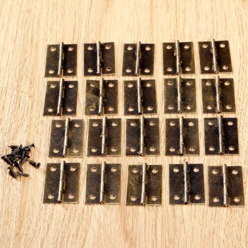20Pcs 1.5 inch Wood Boxes Decorative Hinge Furniture Fittings Antique Bronze/Gold Cabinet Hinges Furniture Accessories 34x22mm