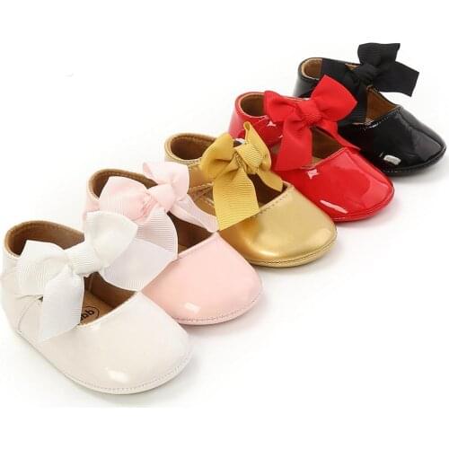 2021 Spring Baby Shoes PU Leather Newborn Boys Girls Shoes First Walkers Princess Bowknot Baby Prewalker