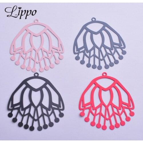 30pcs AB6260 36*40mm Rose- red Arc-shaped Charms Flower Pendant