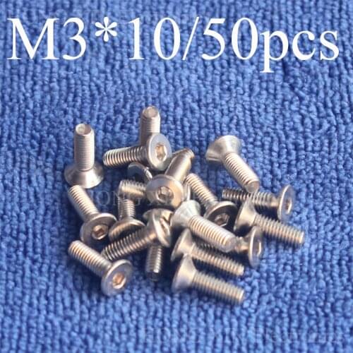 50Pcs M3*10 Flat Head Stainless Steel SS304 Machine Countersunk Screw Bolt Fastener Allen Key Head hex socket countersunk head