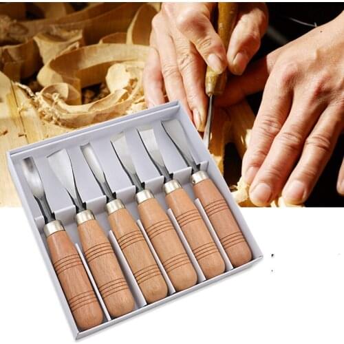 6pcs Working DIY Advanced Carving Knife Chisel Set Chip Detail Carving Chisels Kit Rust-proof Wood Carpenter Hand Tools