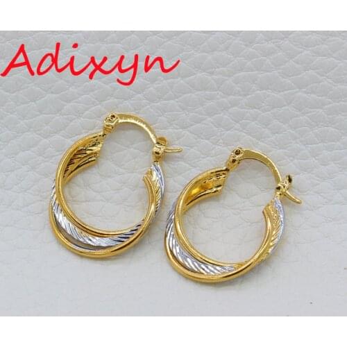 Adixyn New Fashion Women/Girls Earrings Jewelry TWO TONE Gold Color/Silver Plated Hoop Earrings Jewelry Free Shipping N-12212