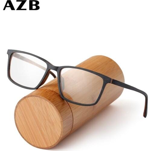 AZB Retro Vintage Wooden Prescription Frame Glasses for Men Optical Myopia Eye Glasses Frame Clear Lens Frame Computer Eyewear