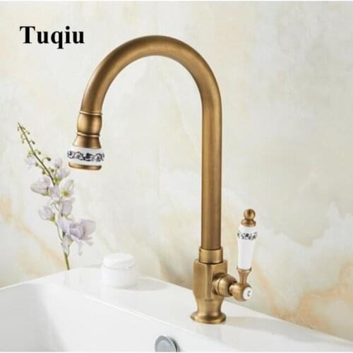 Bronze Bathroom Sink Faucet Single cold Crane Brass Basin Faucet Sink Faucet Single Handle water tap