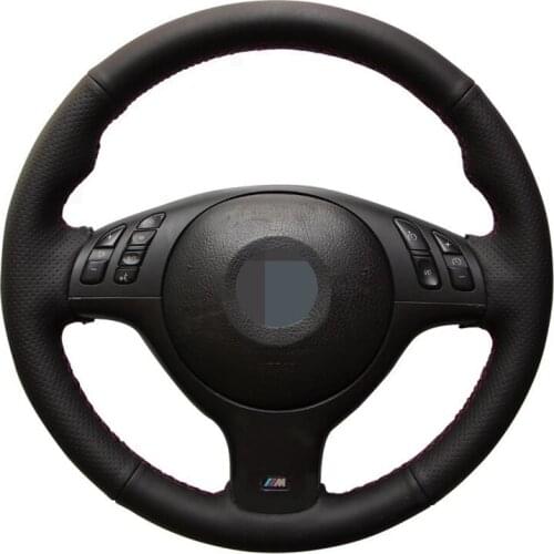 Car Steering Wheel Cover Hand-Stitched Soft Black Artificial Leather For BMW E46 E39 330i 540i 525i 530i 330Ci M3 2001-2003