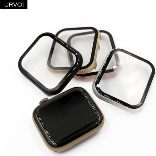 URVOI full case for Apple Watch series 6 SE 4 5 3 2 1 metal frame screen protector for iWatch cover with tempered glass 40 44mm