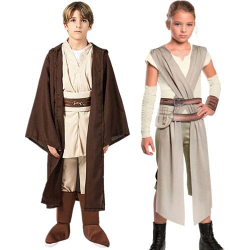 Star Rey War Cosplay Costume Kids Jedi Warrior Obi Wan Kenobi Black Soldiers Storm Troopers The Force Awakens Girls Fancy Dress