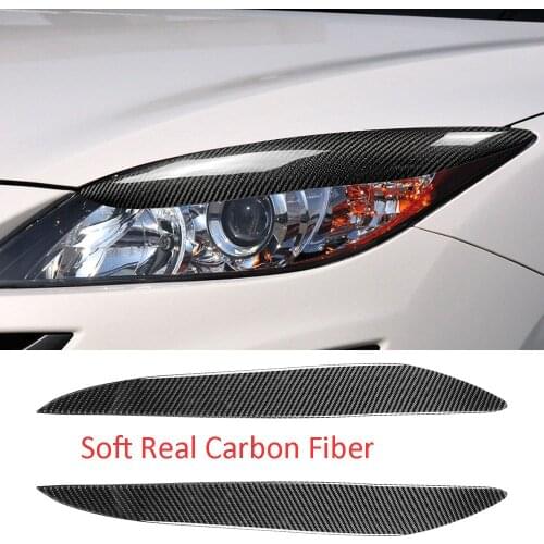 Soft Carbon Fiber Headlight Eyelids Eyebrow Trim Fit For Mazda 3 Mazda3 JDM 2010-2013