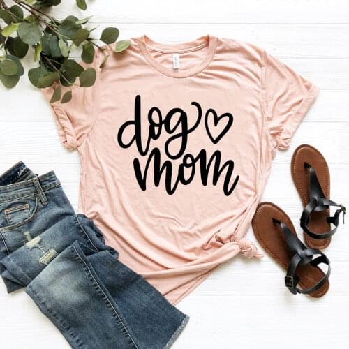 Dog Mom T Shirt Dog Lover T-Shirt Dog Mom Gift Female Graphic T Shirts Women Summer Casual Short Sleeve O-Neck Tee Plus Size Top