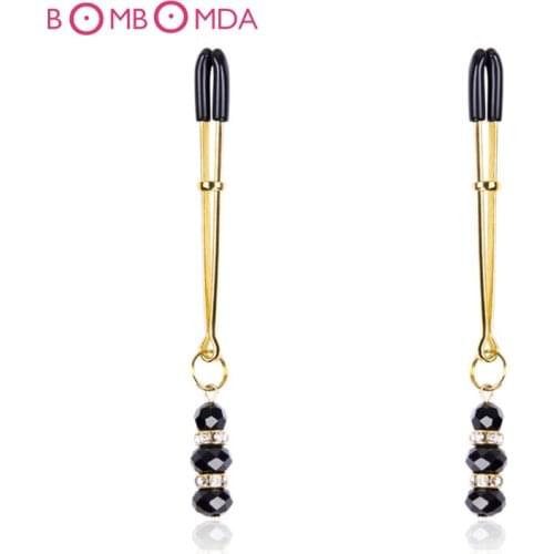 Adult Games Sexy Metal Nipples Clamps Nipple Stimulator Massager Lengthened diamond milk clip Breast Clips Sex Toys for Women O3