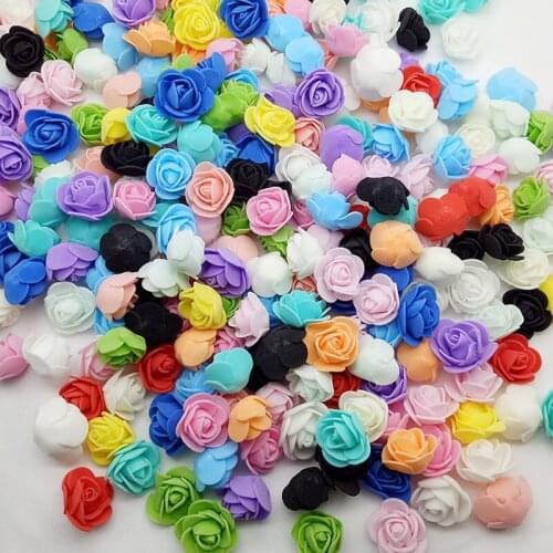 50Pcs DIY Roses Head Teddy Bear 3cm Plastic Foam Artificial Decorative Flowers For Wedding Birthday Valentines Day Diy Gifts
