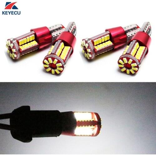 KEYECU 4 Pieces 6000k T10 W5W Wedge 3014 57SMD Bright White LED Bulbs For Car Interior OutDoor Parking Side Marker Lights