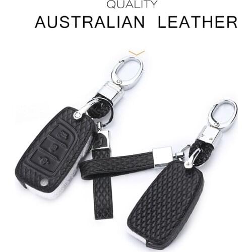 Leather Key Case For Car 3 Buttons For Hyundai Elantra Chr Car Key Cover With Keychain Key Portect