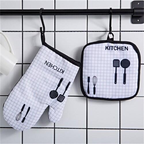 Kitchen Non-slip Cotton Microwave Oven Gloves Insulation Pads Household Cooking Anti-scald Gloves Baking Heat-resistant Pot Pad