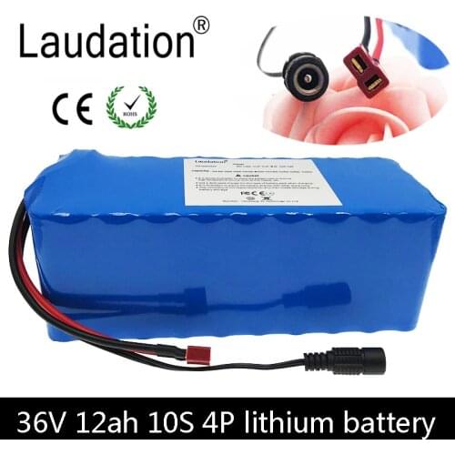 Laudation 36V12ah Lithium Battery 36V Electric Bicycle Lithium Battery With 15A BMS 10S4P for 350W 500W Motor E Electric Bicycle
