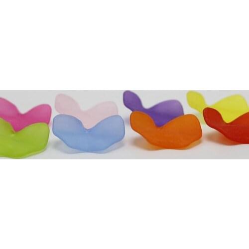 50 Pcs Mixed Color Frosted Acrylic Leaf Charm Pendants Leaves 24X25mm 34X36mm