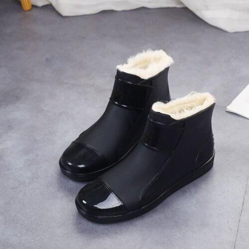 Fur Rain Boots Women Shoes Winter Warm Shoes Waterproof New for Rain Water Shoes Femalemk91