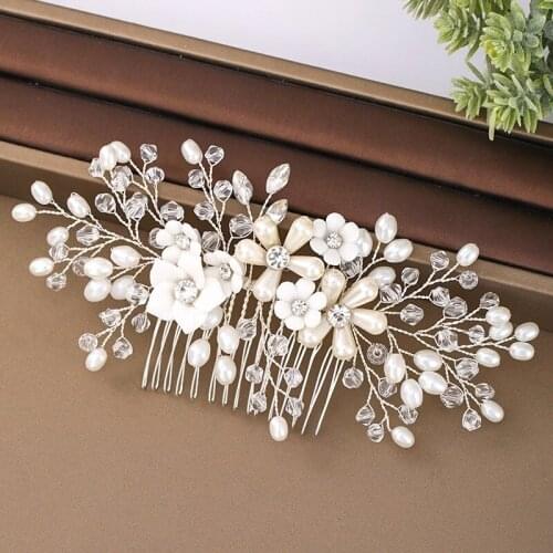 Fashion Korean Magic Comb Portable Pearl Flower Bracelet Jewelry Girl Party Wedding Jewelry Gift
