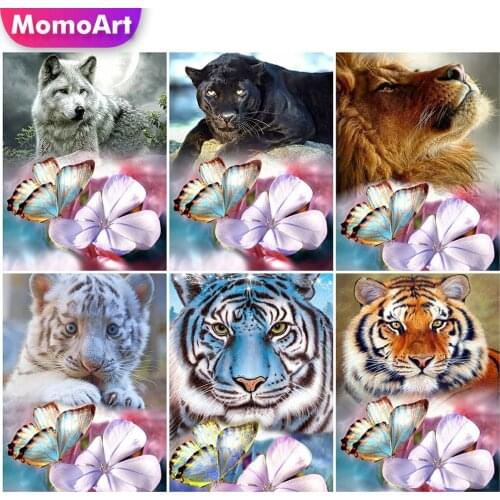 MomoArt Diamond Mosaic Animal Cross Stitch Kits Diamond Painting Lion Full Drill Square Embroidery Tiger New Arrival Wall Decor