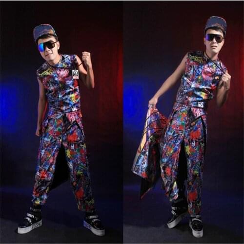 Z59 Men stage wears dj singer jacket ballroom dance costumes party performance pants Hip hop suit host clothe male dress disco