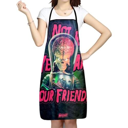 Mars Attacks Movie Pattern Anti-Fouling Kitchen Aprons For Men Women Household Cleaning Cooking Baking Waist Bib 68x95cm 50x75cm