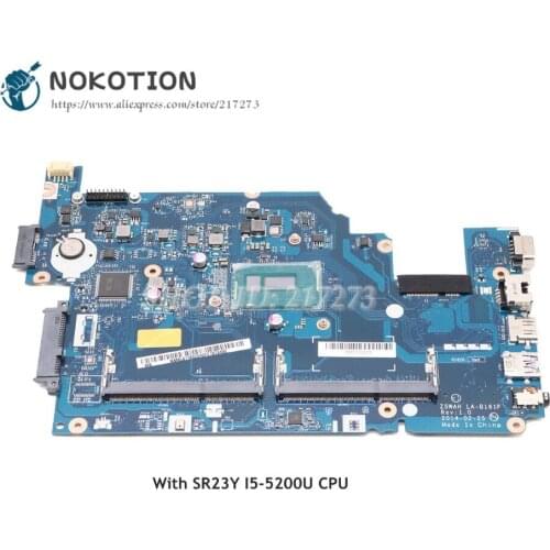 NOKOTION For Acer aspire E5-571 E5-531 Laptop Motherboard NBML81100C NB.ML811.00C Z5WAH LA-B161P SR23Y I5-5200U CPU