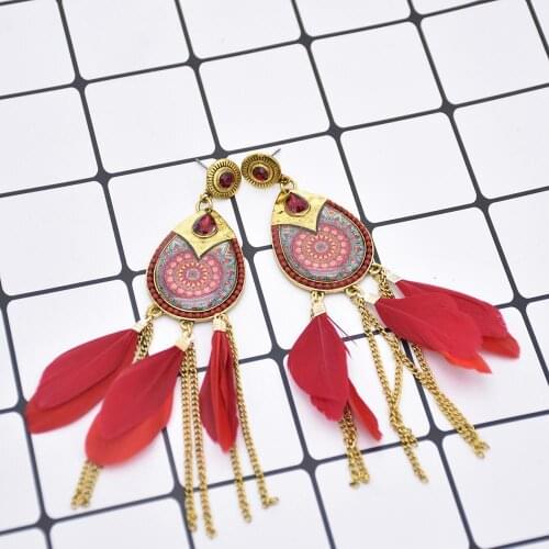 New European and American Llong Chain Tassel Earrings For Women Fashion Feather Tassel Jewelry Earrings