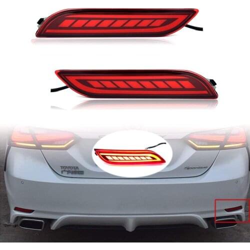 Optic LED Rear Bumper Reflectors Brake Running Tail Lightsl Lamps Kit For 2018 2019 Toyota Camry