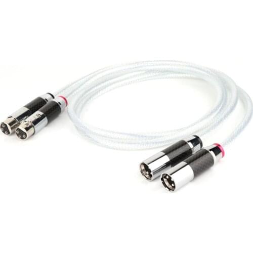 Pair 5N OFC Silver Plated XLR Analogue Cable with Rhodium plated Carbon fiber XLR plug HIFI XLR Audio Cable