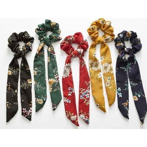 Sunnee Bow Streamers Hair Ring Fashion Ribbon Girl Hair Bands Scrunchies Horsetail Tie Solid Headwear Hair Accessories