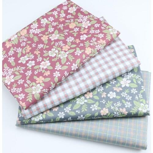 Breathable Flower Print Pure Cotton Twill Fabric Material By Meters for DIY Sewing Patchwork Dress Cloth Blanket Handmade Crafts