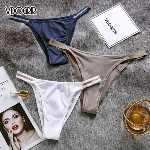 VDOGRIR Sexy Womens Cotton G-String Underwear Seamless Sport Thongs Low Waist Female Soft Panties Comfort Lady Lingerie Briefs
