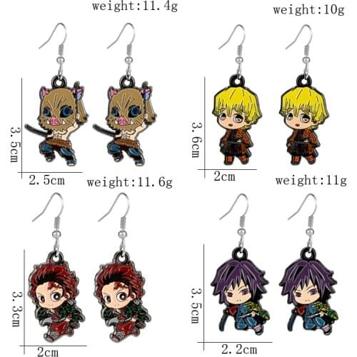 Demon Slayer Earrings Japanese Cartoon Kimetsu no Yaiba Theme Feature Pendant Earring Kamado Tanjirou Enamel Metal Accessory -20