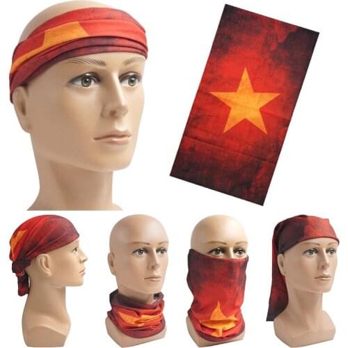 Microfibre Tube Scarf Neck Warmer Vietnam National Flag Bandana Seamless Multifunctional Face Shield Mouth Mask Motorcycle Scarf