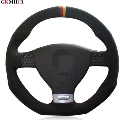 Hand-stitched Black Suede Car Steering Wheel Cover For Volkswagen Golf 5 Mk5 GTI VW Golf 5 R32 Passat R GT 2005 Accessories