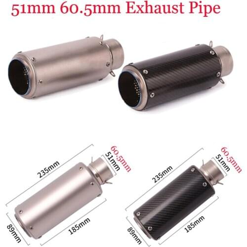 Input 51mm 60.5mm Exhaust Muffler Pipe Output 89mm Motorcycle Exhaust Tail Pipe Titanium Alloy Carbon Fiber Escape Universal