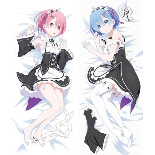 Japanese Anime Re Zero Kara Hajimeru Isekai Seikatsu Rem Body Pillow Cover Case Pillowcases Cushion with Hidden Zipper Closure