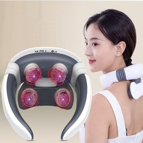 USB Charging 4D Magnetic Therapy Electric Neck Massager Cervical Stimulator Pain Relief Tool Health Care Massage Machine