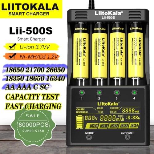 Liitokala Lii500S Lii-600 smart charger 18650 26650 21700 AA AAA Charging device lcd battery charger 18650 fast charging TEST