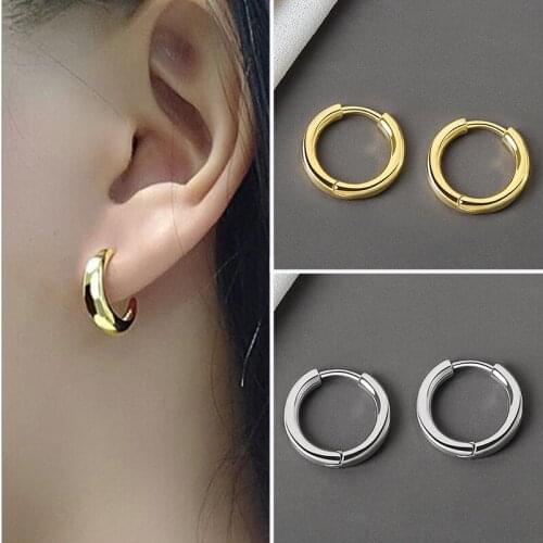 Minimalist Golden Silver Color Big Circle Geometric Round Earrings Female Girl Wedding Party Accessories Safety Pin Earrings