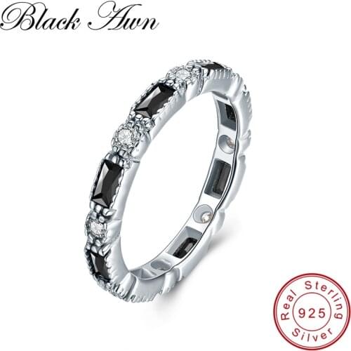 [BLACK AWN] Real 925 Sterling Silver Finger Ring Trendy Round Wedding Rings for Women Sterling Silver Jewelry C419